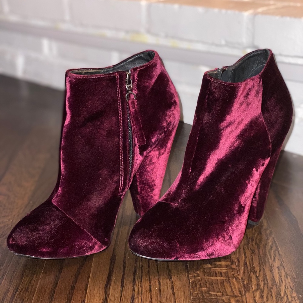 Deep purple velvet booties